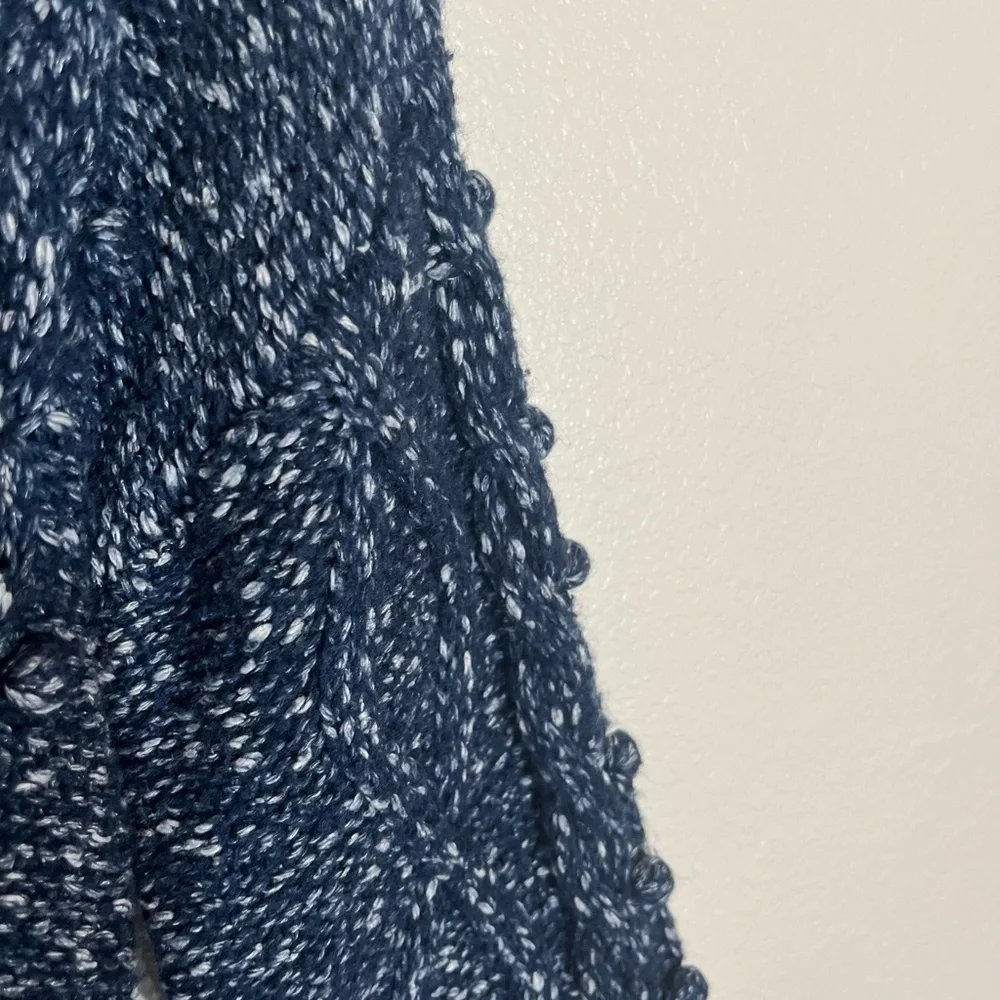 kate spade Sweater - Women's Medium Navy Blue White - Cable Knit Turtleneck
